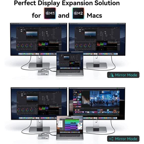 USB C Displaylink Docking Station for M1/M2 MacBook Pro/Air, 15 in 1 USB-C Dock - Picture 8 of 15